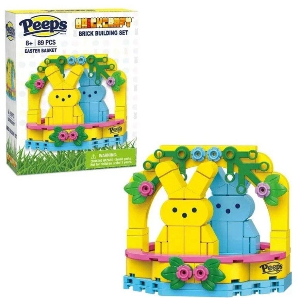Brickcraft Peeps Easter Basket Blue Yellow Brick Building Kit 89 Piece Set NEW